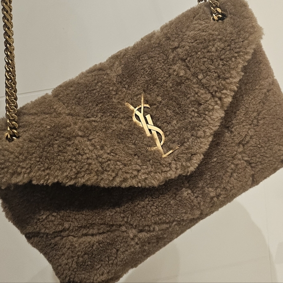 Yves Saint Laurent Handbags - Yves Saint Laurent Tan Shearling Shoulder Bag